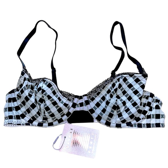 NWT Savage X Fenty Gingham Remix Unlined Plunge Bra | 34B - Picture 1 of 11